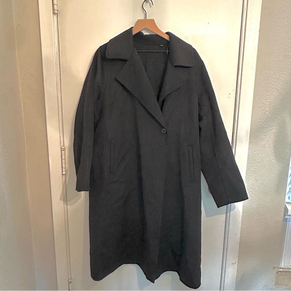 Uniqlo Black Wool Blend Long Coat